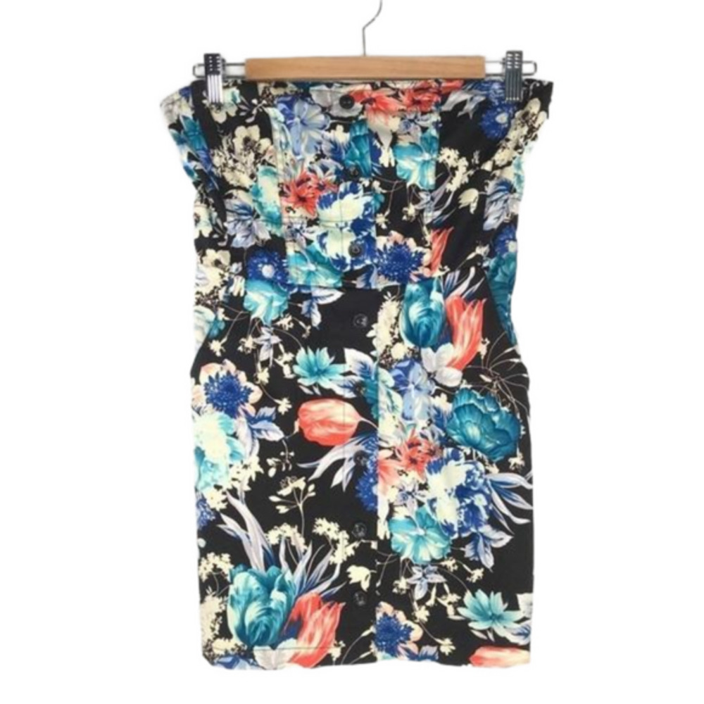 Mind Code Strapless Floral Mini Dress